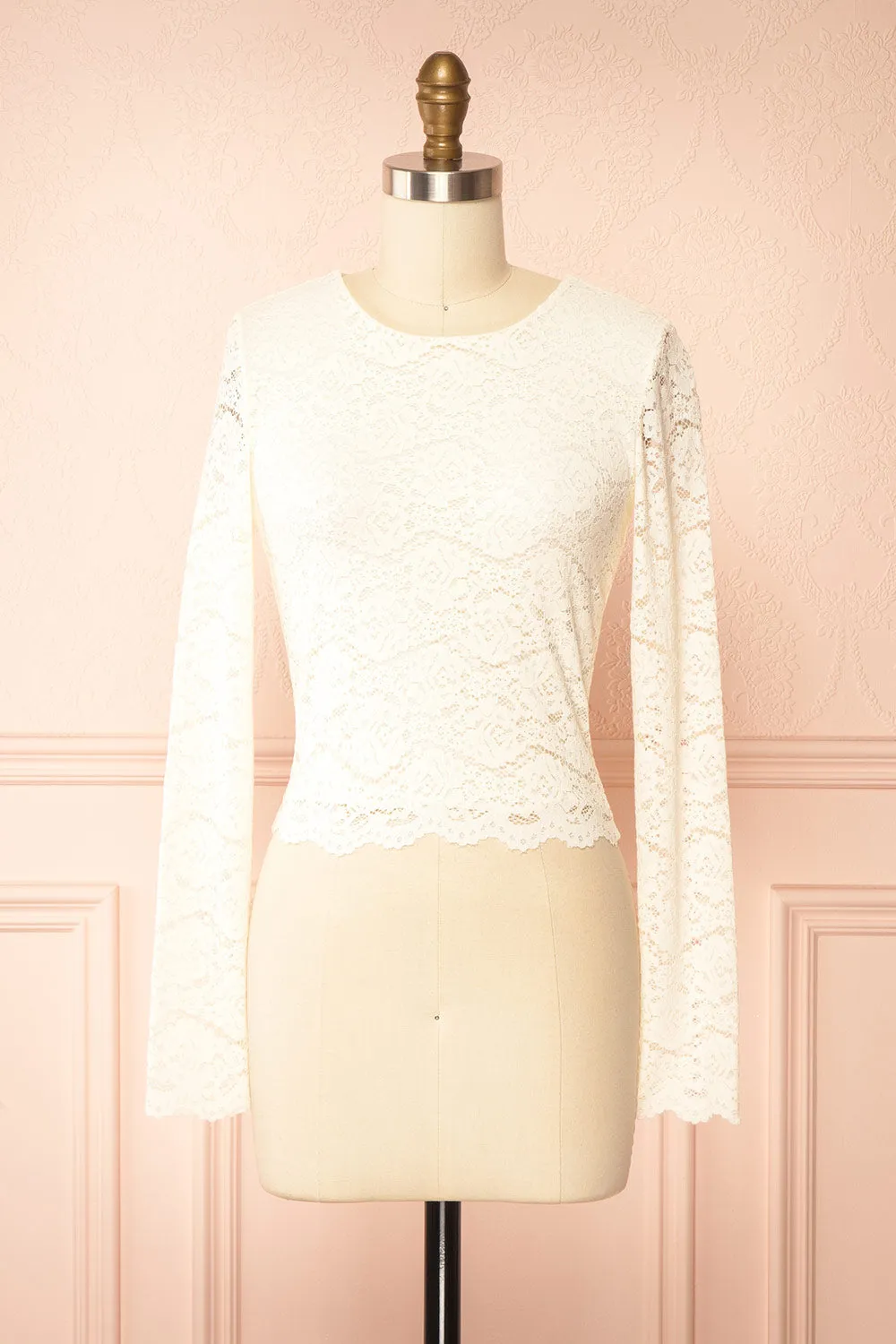 Mizar Ivory | Lace Crop Top sold by Boutique 1861