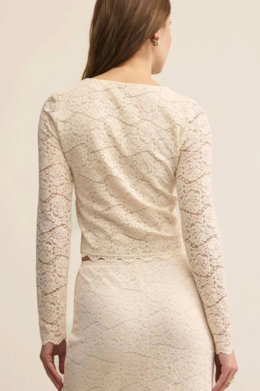 Mizar Ivory | Lace Crop Top sold by Boutique 1861 product image thumbnail 5