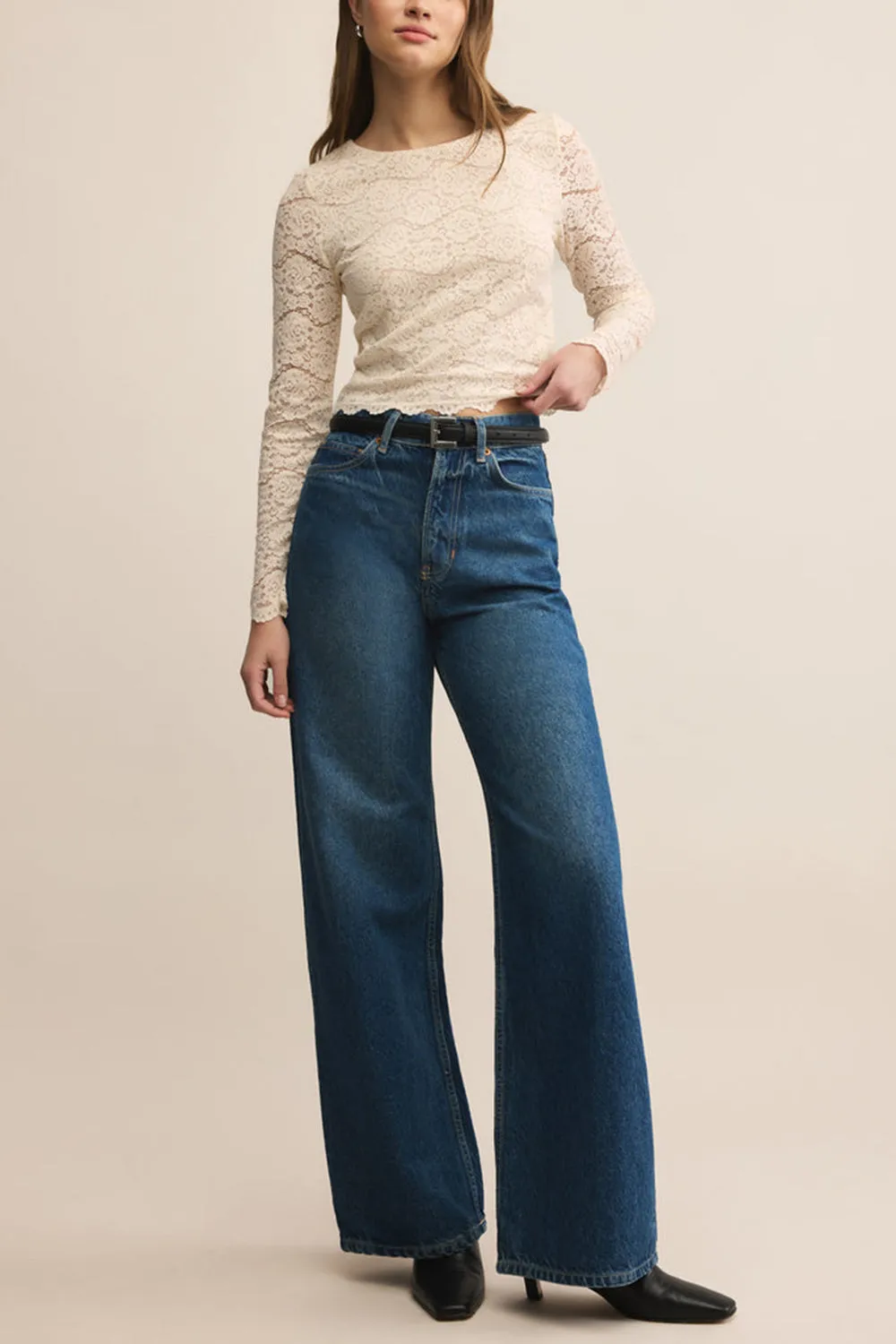 Mizar Ivory | Lace Crop Top sold by Boutique 1861 product image thumbnail 3