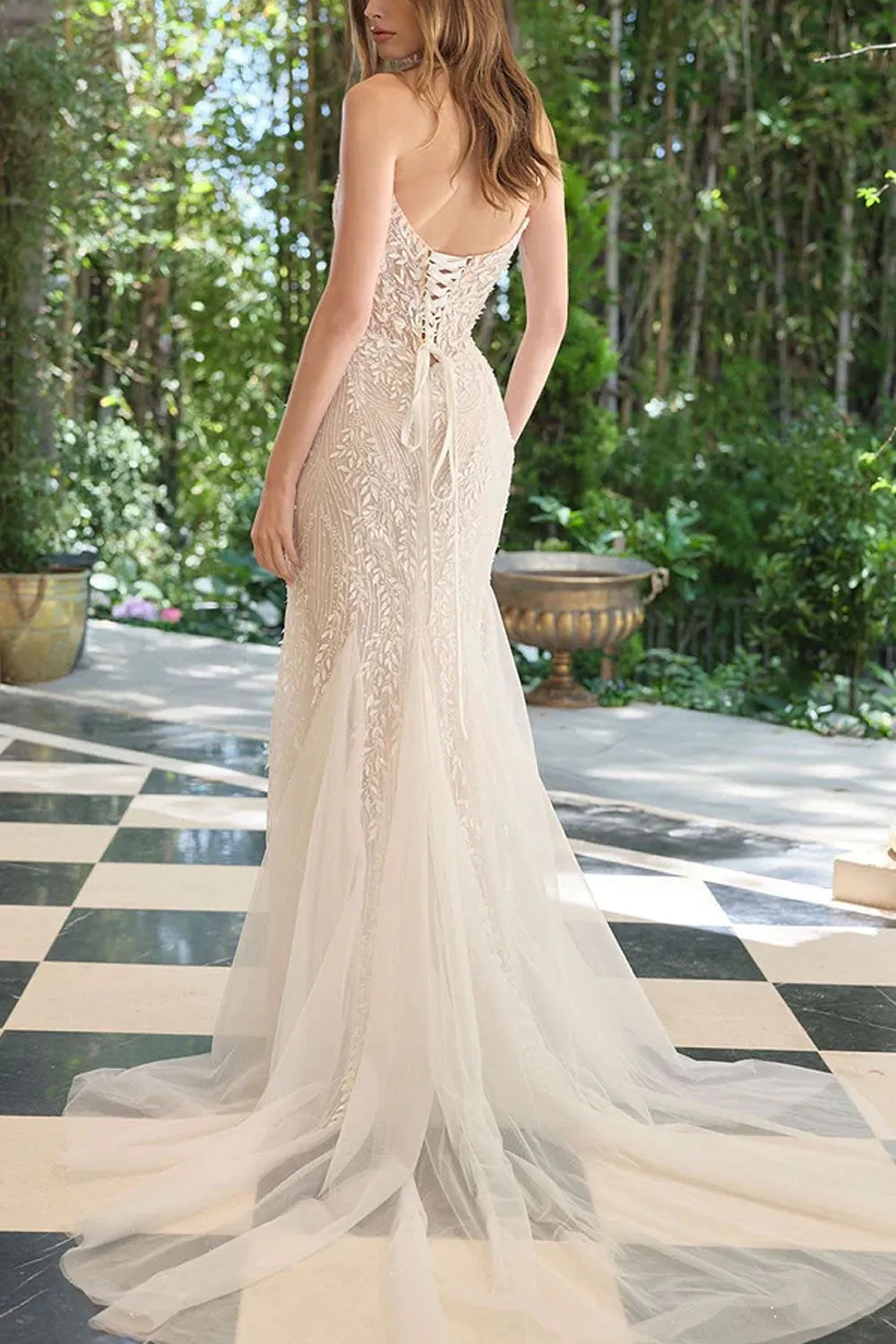 Zolina | Beaded Leaf Strapless Mermaid Gown sold by Boutique 1861 product image thumbnail 2