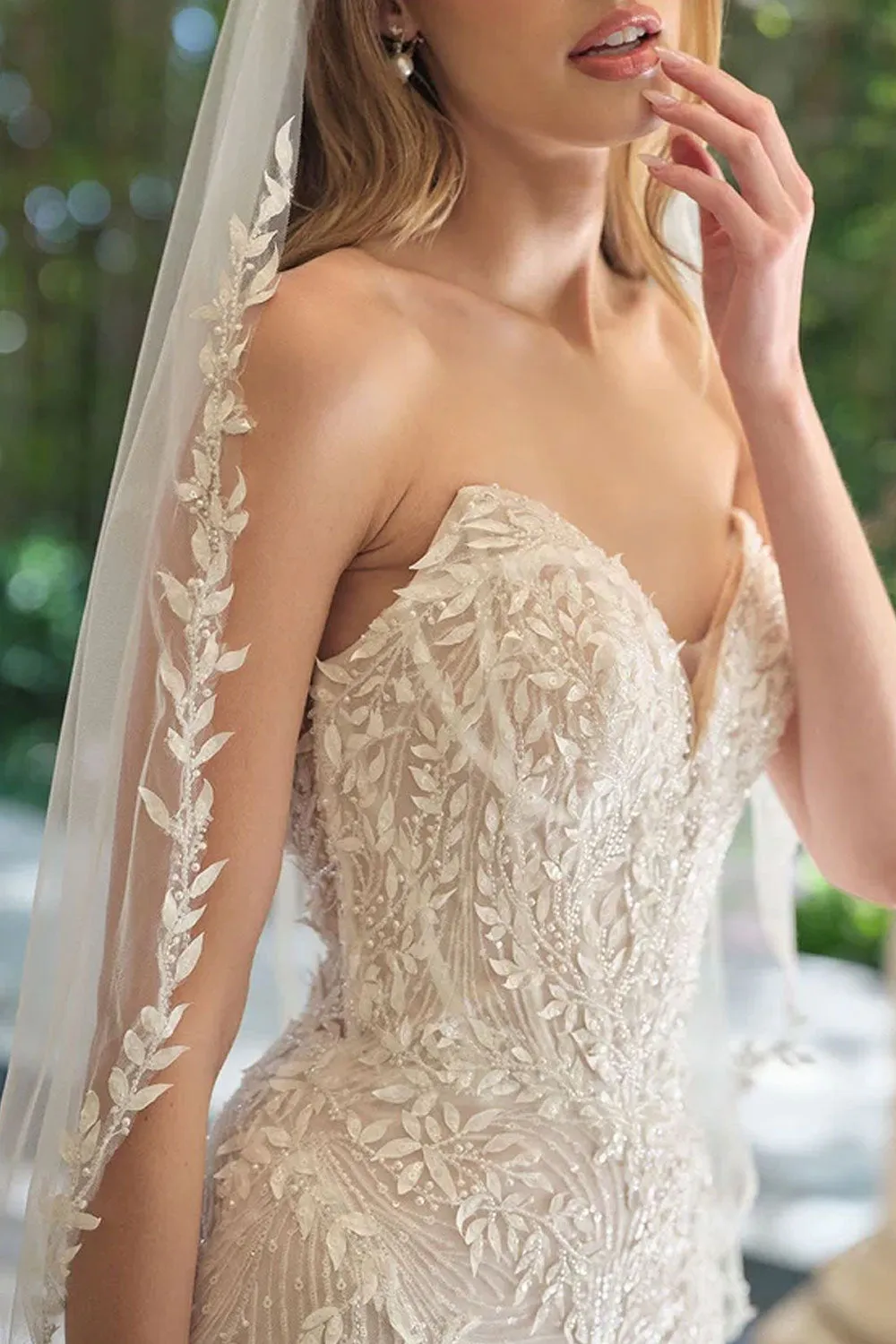 Zolina | Beaded Leaf Strapless Mermaid Gown sold by Boutique 1861 product image thumbnail 4