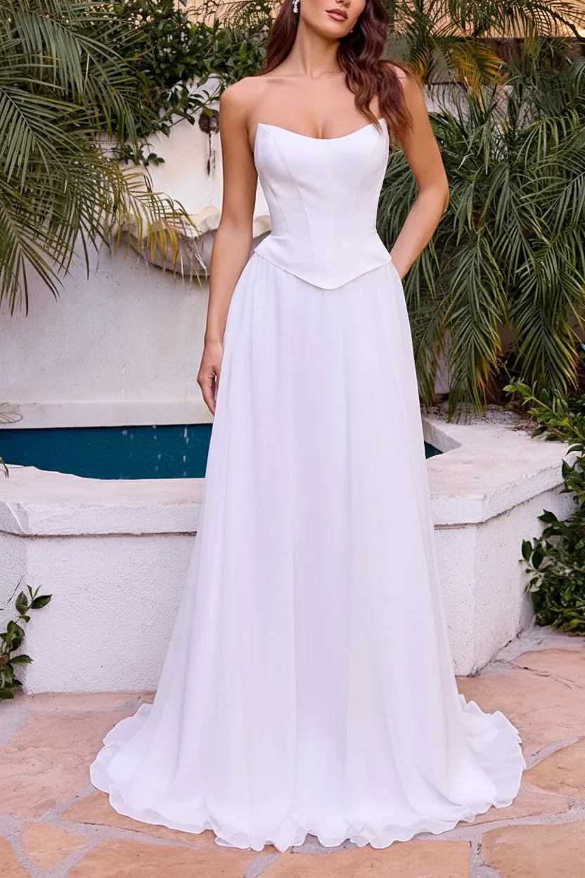 Syrine | Chiffon A-line Corset Dress sold by Boutique 1861 product image thumbnail 4