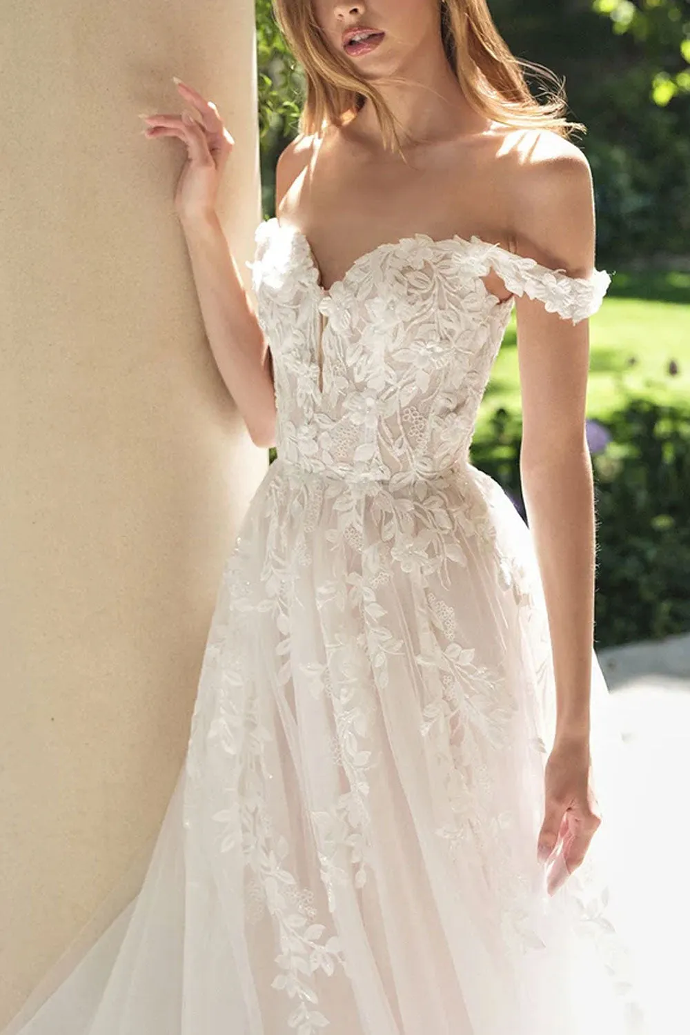 Nocthera | Layered Tulle Maxi Corset Wedding Dress with Removable Straps sold by Boutique 1861 product image thumbnail 3