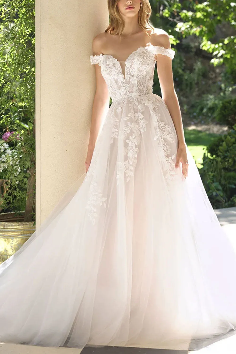 Nocthera | Layered Tulle Maxi Corset Wedding Dress with Removable Straps sold by Boutique 1861