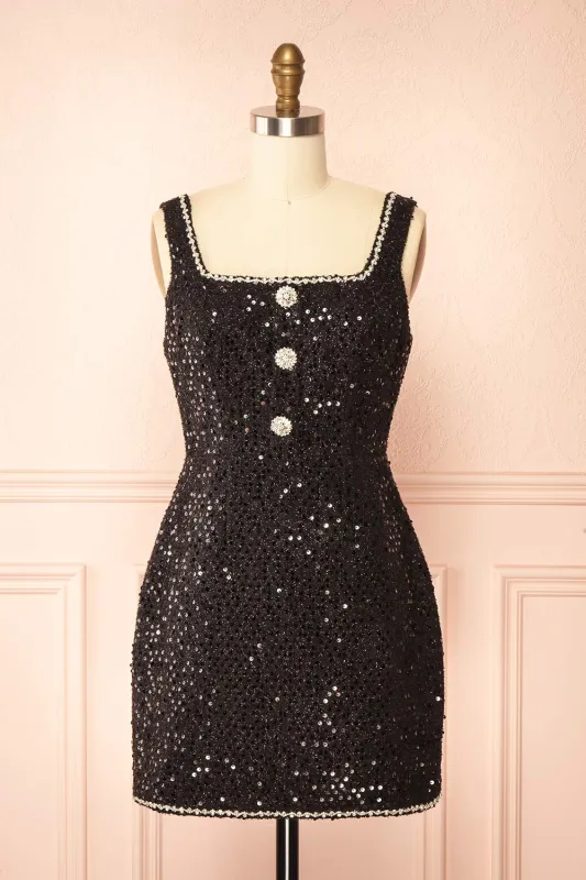Nawal | Short Black Dress with Sequins sold by Boutique 1861