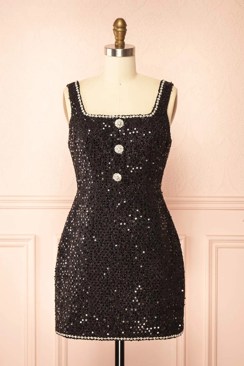 Nawal | Short Black Dress with Sequins sold by Boutique 1861