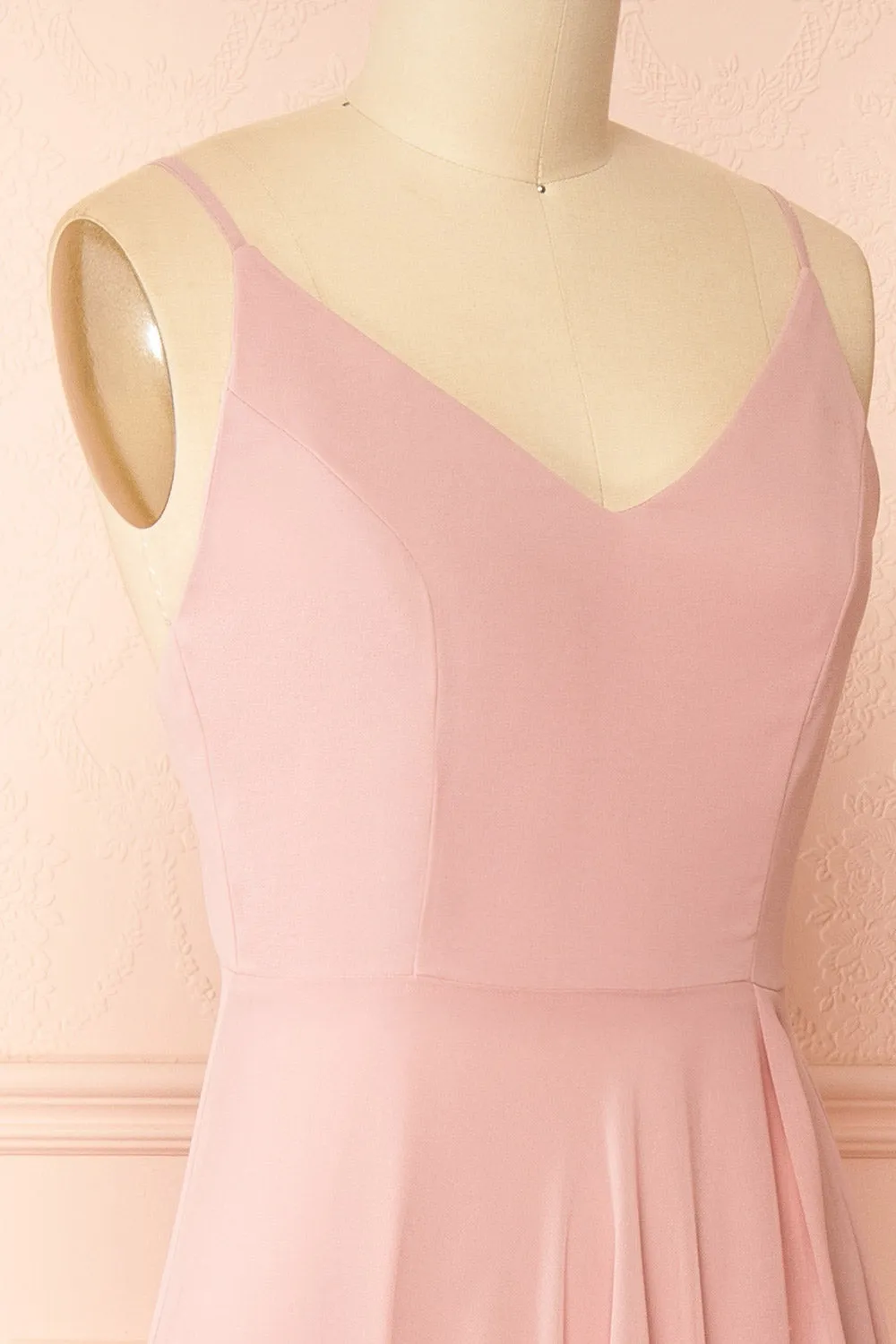 Diana Blush | Exclusive 1861 A-Line Chiffon Dress with Slit sold by Boutique 1861 product image thumbnail 4