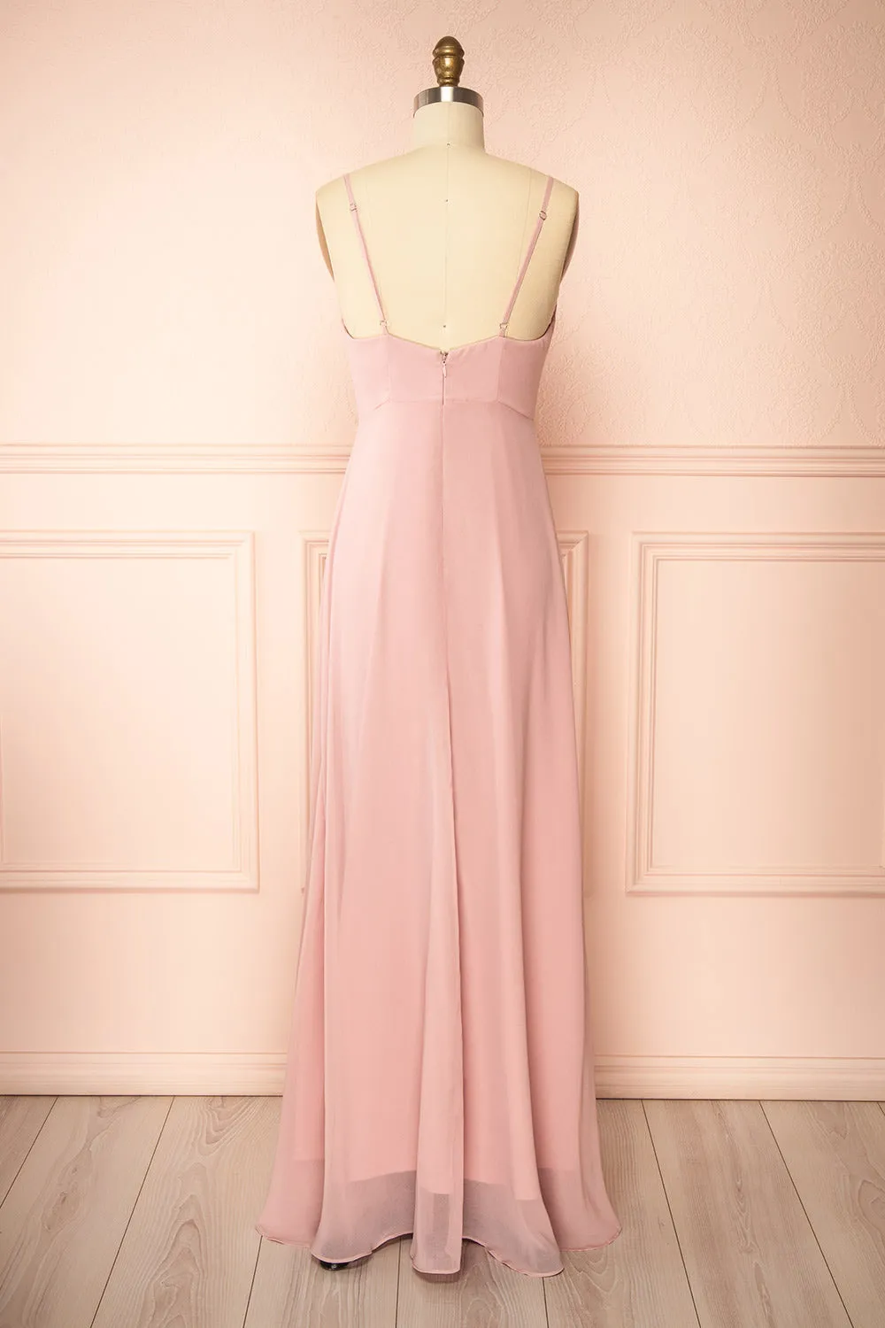 Diana Blush | Exclusive 1861 A-Line Chiffon Dress with Slit sold by Boutique 1861 product image thumbnail 5