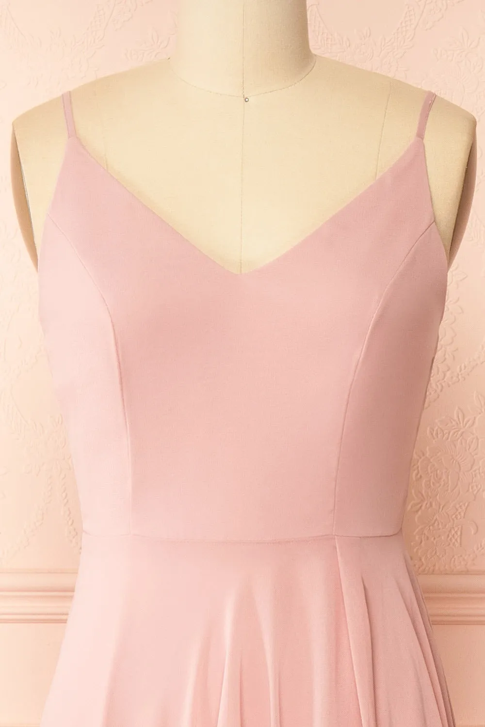 Diana Blush | Exclusive 1861 A-Line Chiffon Dress with Slit sold by Boutique 1861 product image thumbnail 2