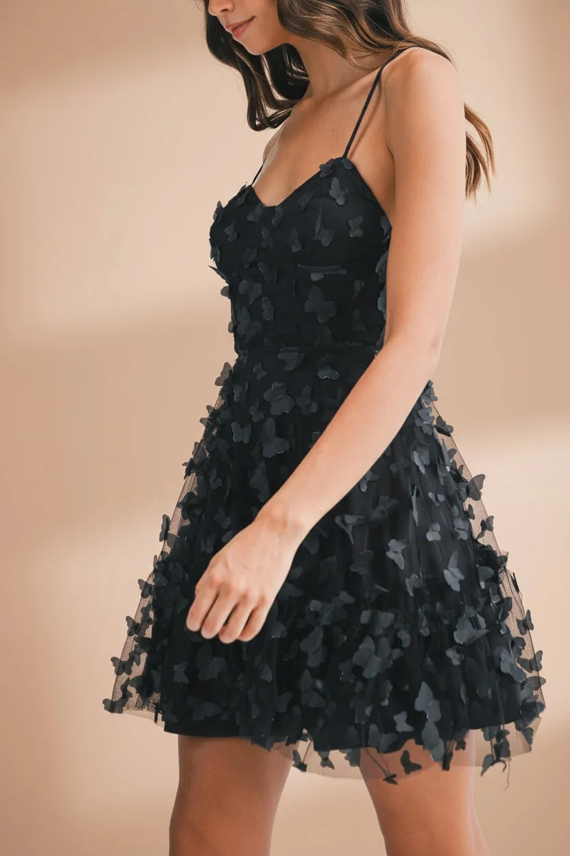 Faya Black | Short Corset Dress with Butterflies sold by Boutique 1861 product image thumbnail 4