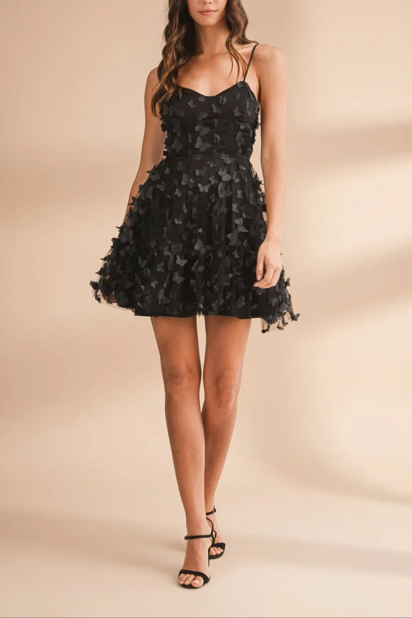 Faya Black | Short Corset Dress with Butterflies sold by Boutique 1861 product image thumbnail 5