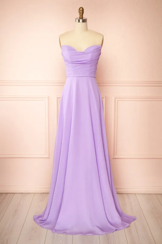 Janie Lavender | Chiffon Maxi Dress with Sweetheart Neckline sold by Boutique 1861