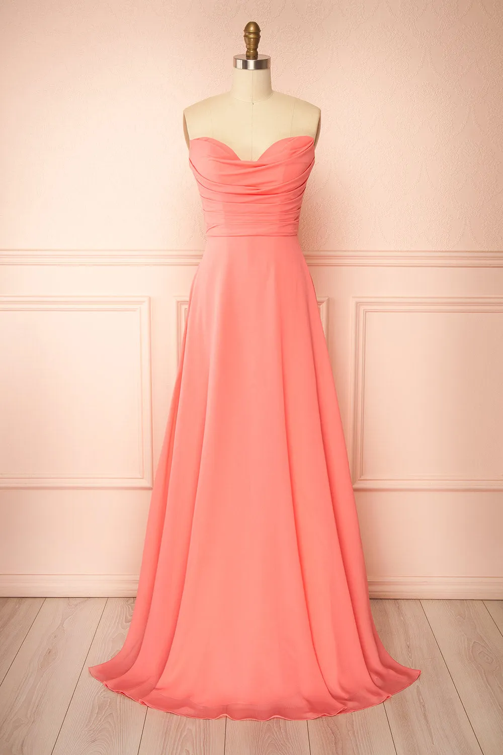 Janie Coral | Chiffon Maxi Dress with Sweetheart Neckline sold by Boutique 1861