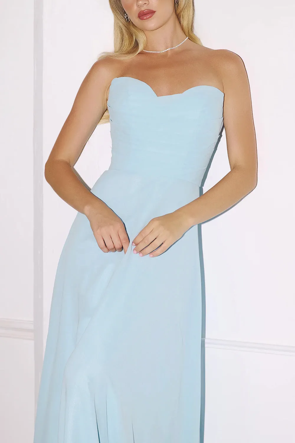 Janie Light Blue | Chiffon Maxi Dress with Sweetheart Neckline sold by Boutique 1861 product image thumbnail 4