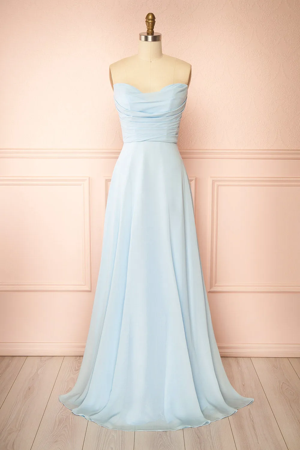Janie Light Blue | Chiffon Maxi Dress with Sweetheart Neckline sold by Boutique 1861
