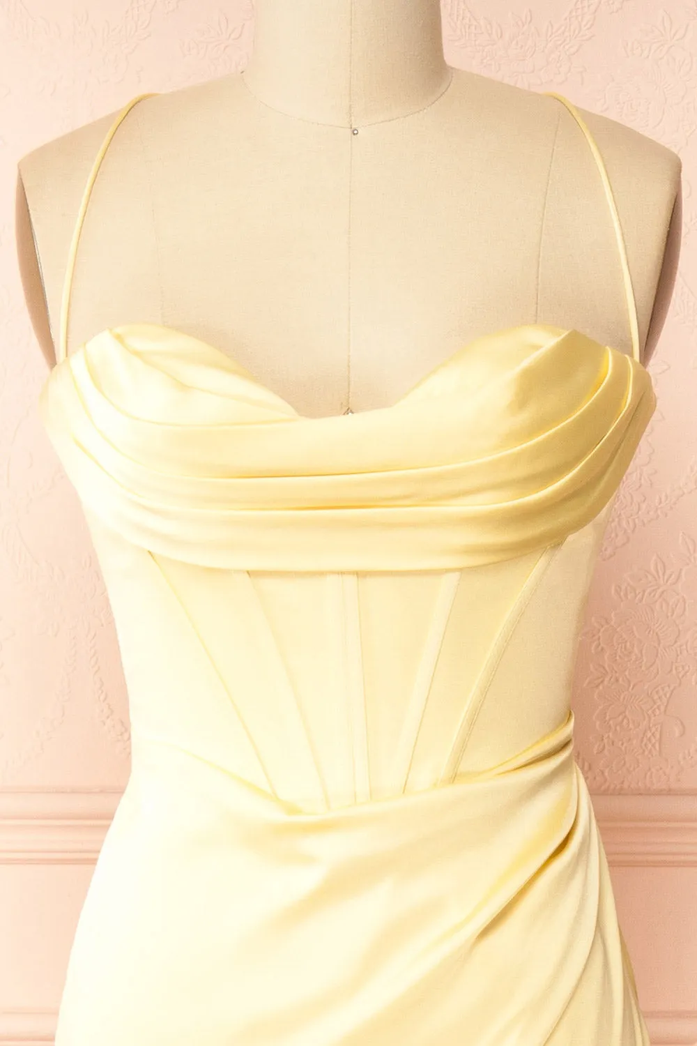 Kesha Light Yellow | Corset Cowl Neck Maxi Dress sold by Boutique 1861 product image thumbnail 4