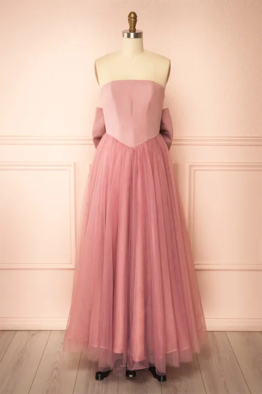 Makoto Pink | Maxi Strapless A-Line Dress sold by Boutique 1861
