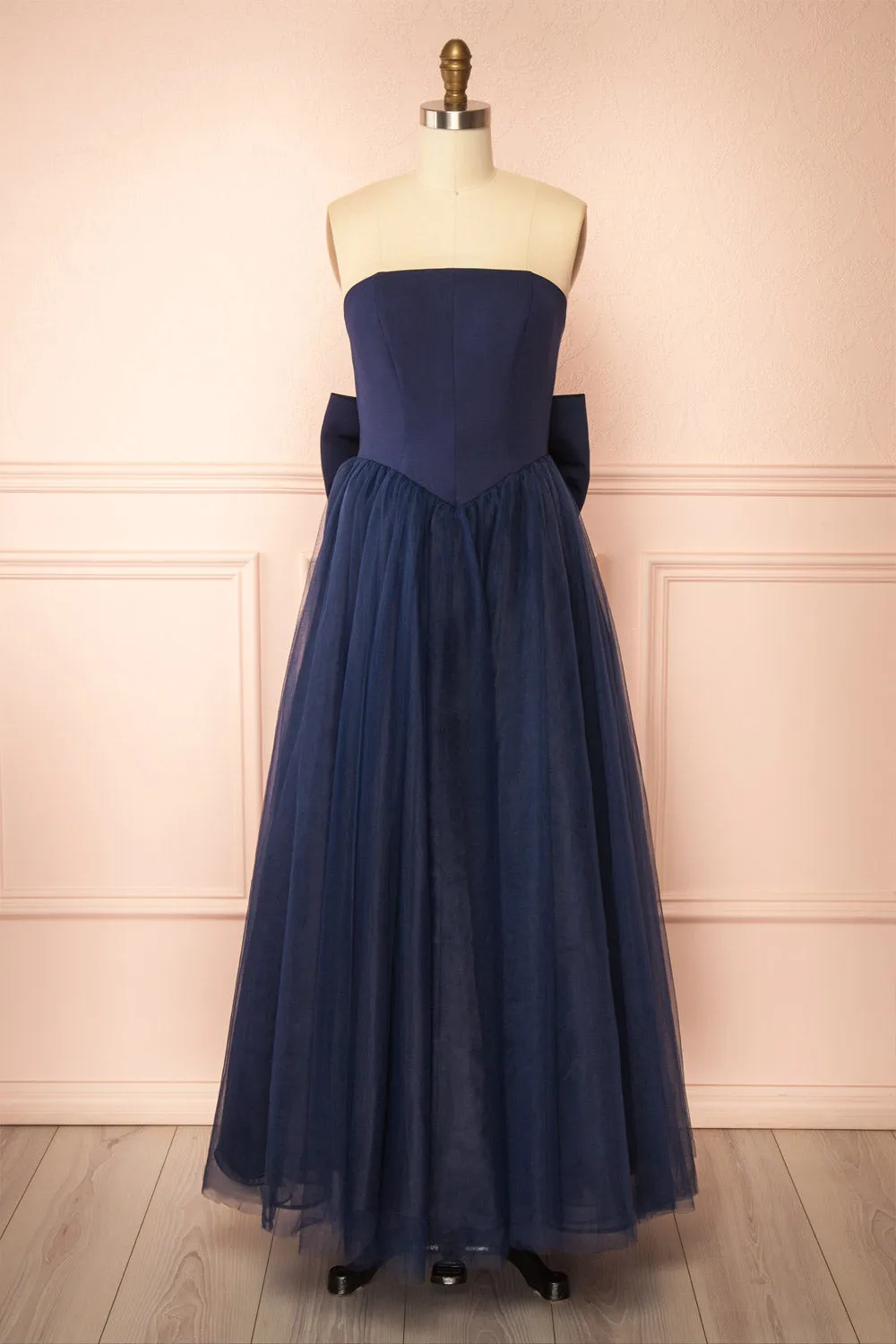 Makoto Navy | Maxi Strapless A-Line Dress sold by Boutique 1861