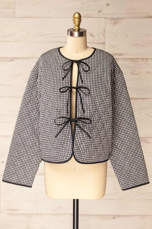 Ballia | Reversible Navy Gingham Jacket with Front-Ties sold by Boutique 1861
