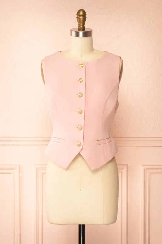 Petrolia | Pink Vest with Golden Buttons sold by Boutique 1861