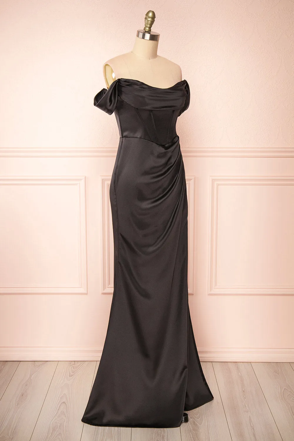 Evolet Black | Off-Shoulder Corset Maxi Dress sold by Boutique 1861 product image thumbnail 4