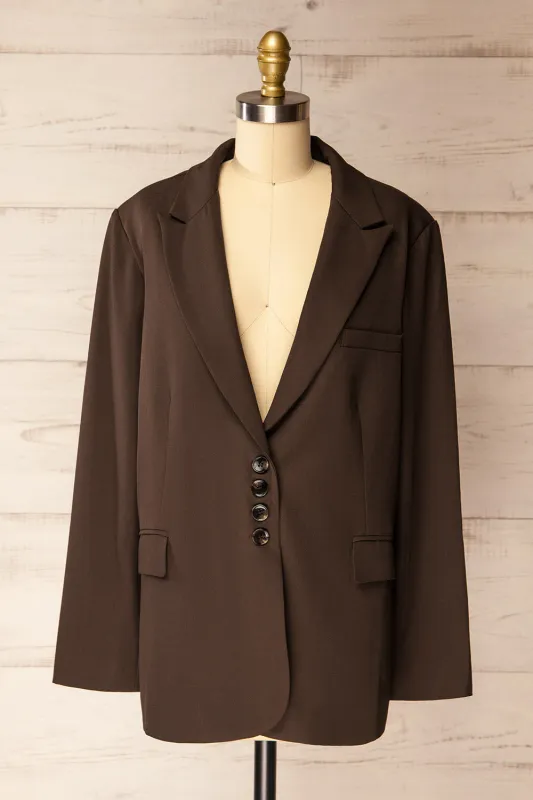 Aosta Brown | Oversized Blazer with Back-Tie sold by Boutique 1861