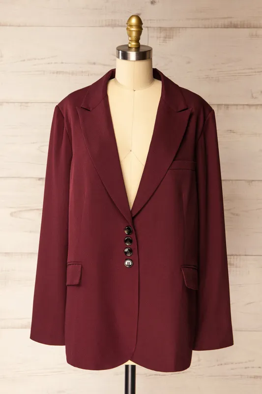 Aosta Burgundy | Oversized Blazer with Back-Tie sold by Boutique 1861