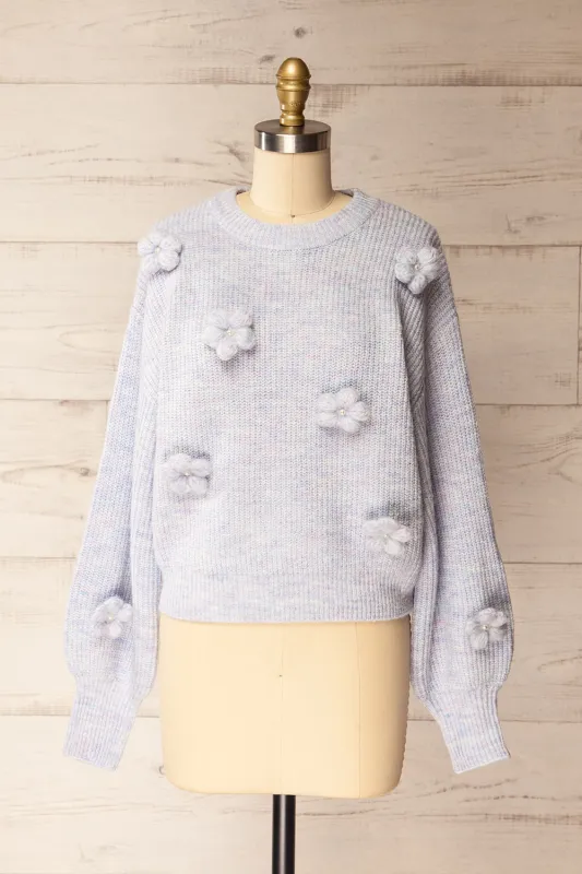Belluno | Lavender 3D Floral Sweater sold by Boutique 1861