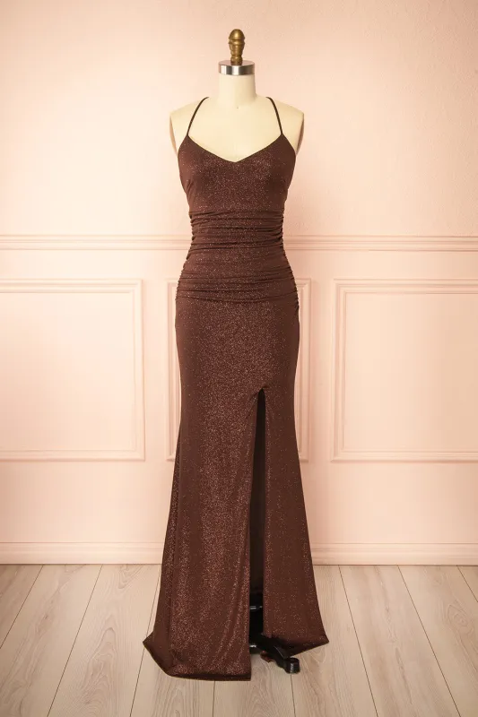 Samira Brown | Sparkly Mermaid Maxi Dress with Slit sold by Boutique 1861