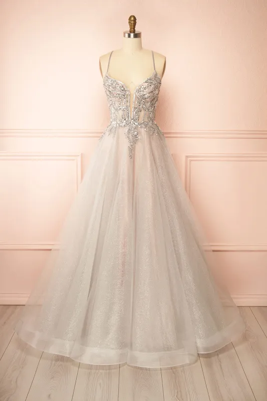 Jackie | Glittery Beaded Maxi Dress sold by Boutique 1861