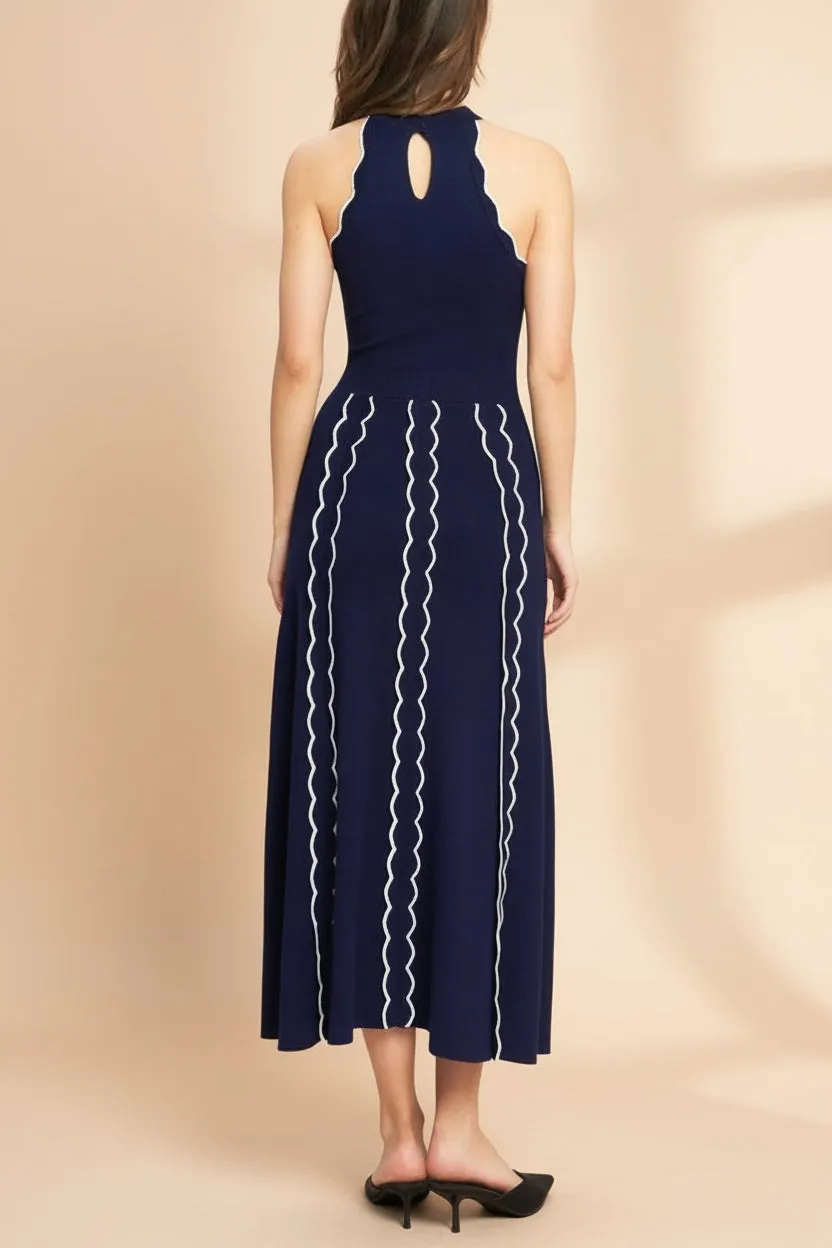 Sharleen | Navy Knit Sleeveless Midi Dress sold by Boutique 1861 product image thumbnail 4