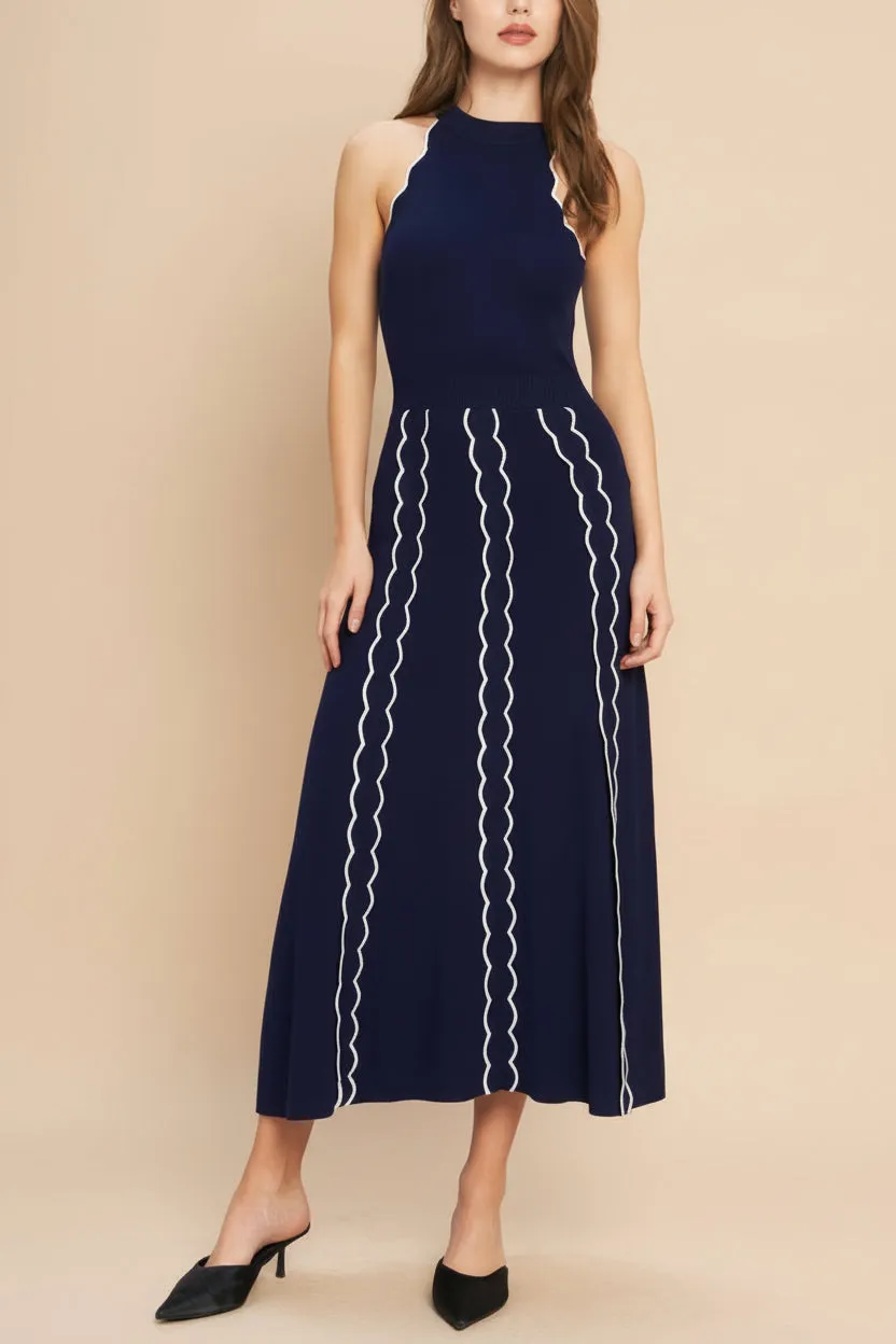 Sharleen | Navy Knit Sleeveless Midi Dress sold by Boutique 1861 product image thumbnail 2