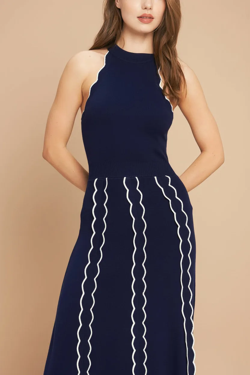 Sharleen | Navy Knit Sleeveless Midi Dress sold by Boutique 1861 product image thumbnail 5