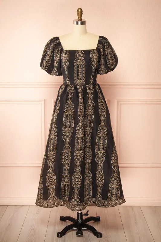 Marcie | Midi Dress with Puffs Sleeves made by Boutique 1861