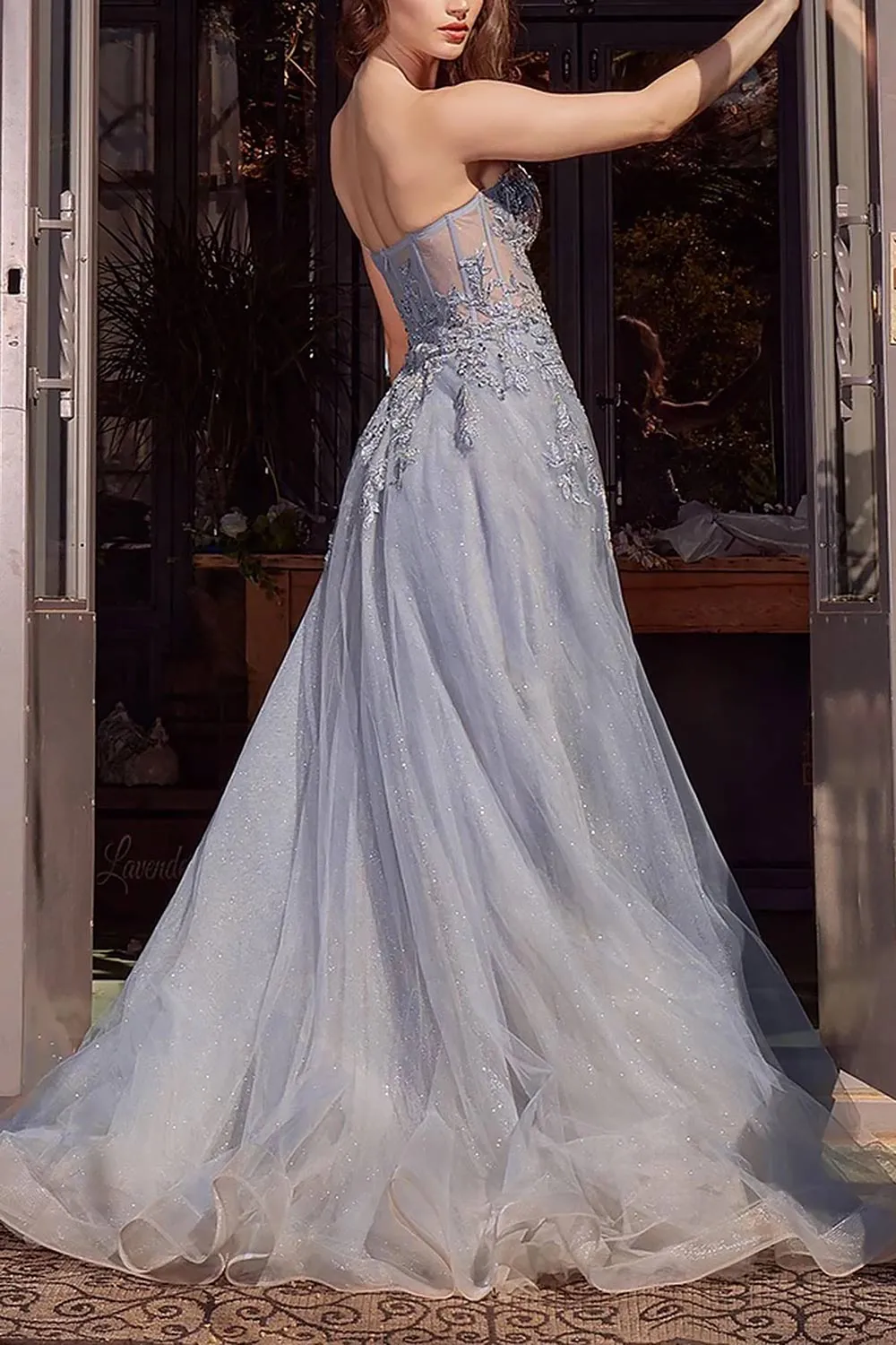 Jayden | Maxi Blue Dress with Floral Beading sold by Boutique 1861 product image thumbnail 2