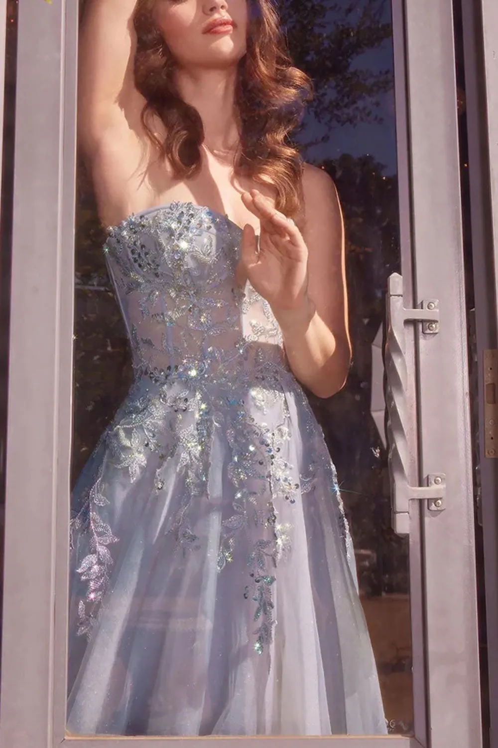 Jayden | Maxi Blue Dress with Floral Beading sold by Boutique 1861 product image thumbnail 4