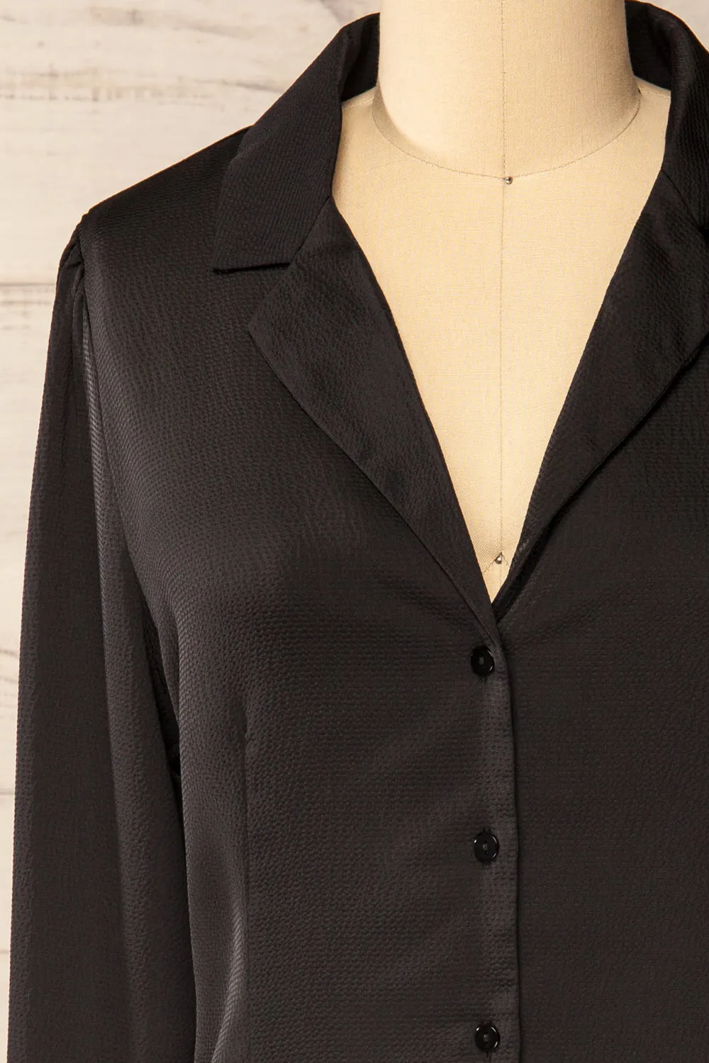 Niamey Black | Waffled Satin Shirt sold by Boutique 1861 product image thumbnail 2