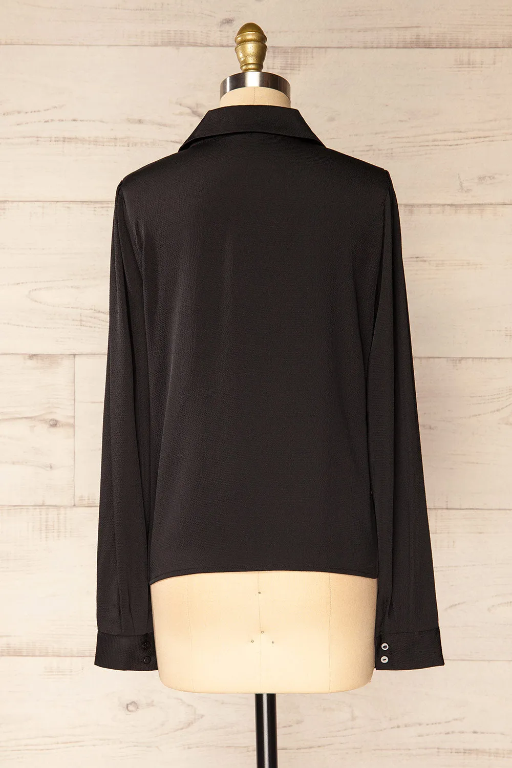 Niamey Black | Waffled Satin Shirt sold by Boutique 1861 product image thumbnail 5