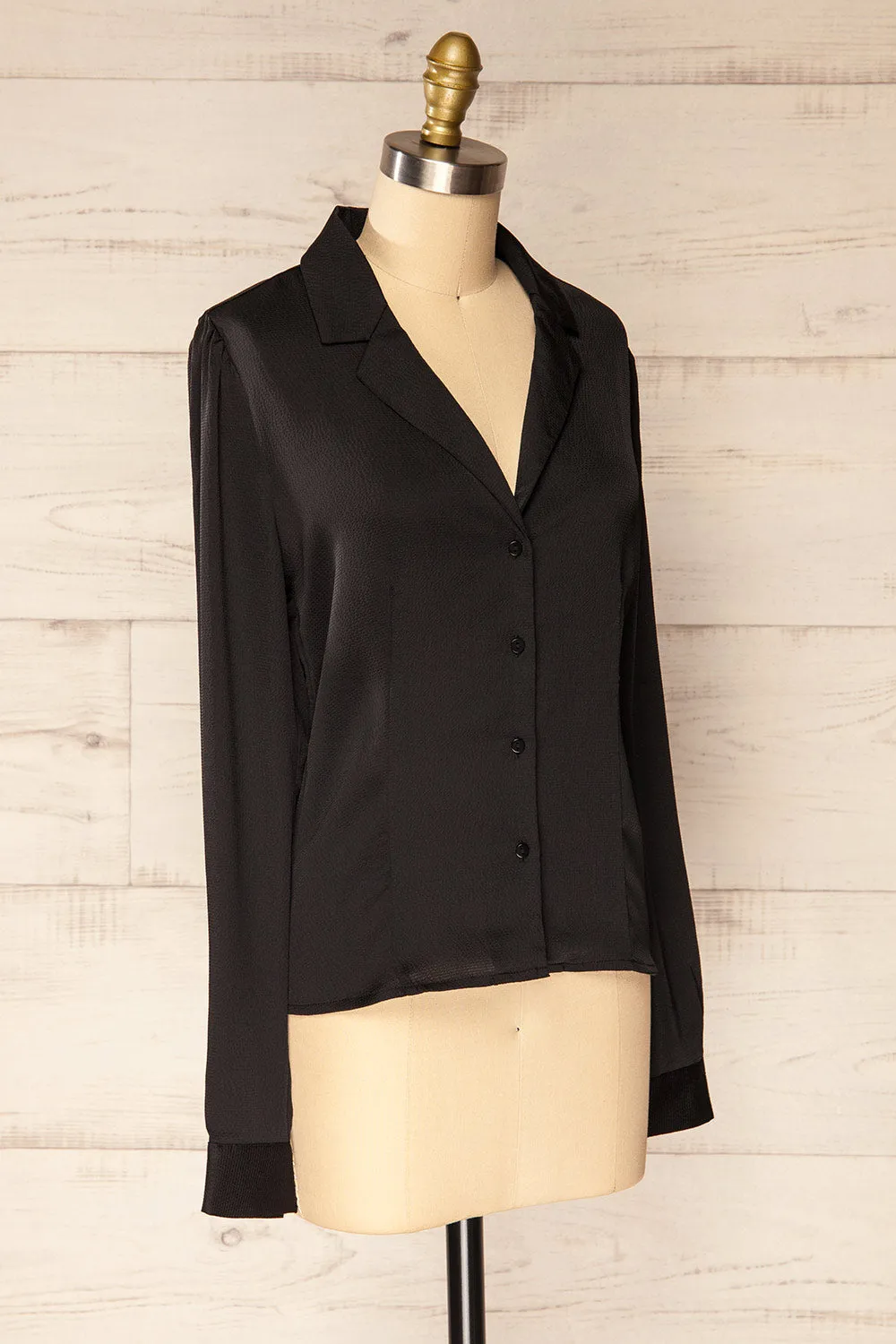 Niamey Black | Waffled Satin Shirt sold by Boutique 1861 product image thumbnail 3