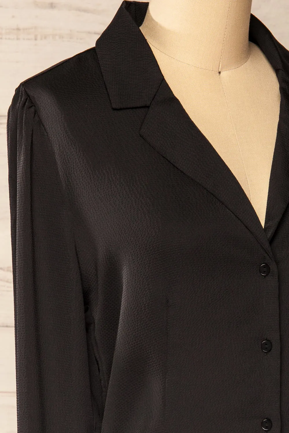 Niamey Black | Waffled Satin Shirt sold by Boutique 1861 product image thumbnail 4