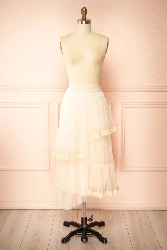 Nadege | Pink Maxi Skirt with Lace Trim Detail sold by Boutique 1861