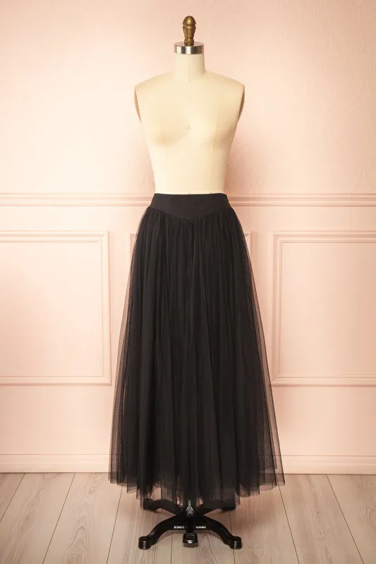Laurelia Black | Low Rise Tulle Maxi Skirt sold by Boutique 1861