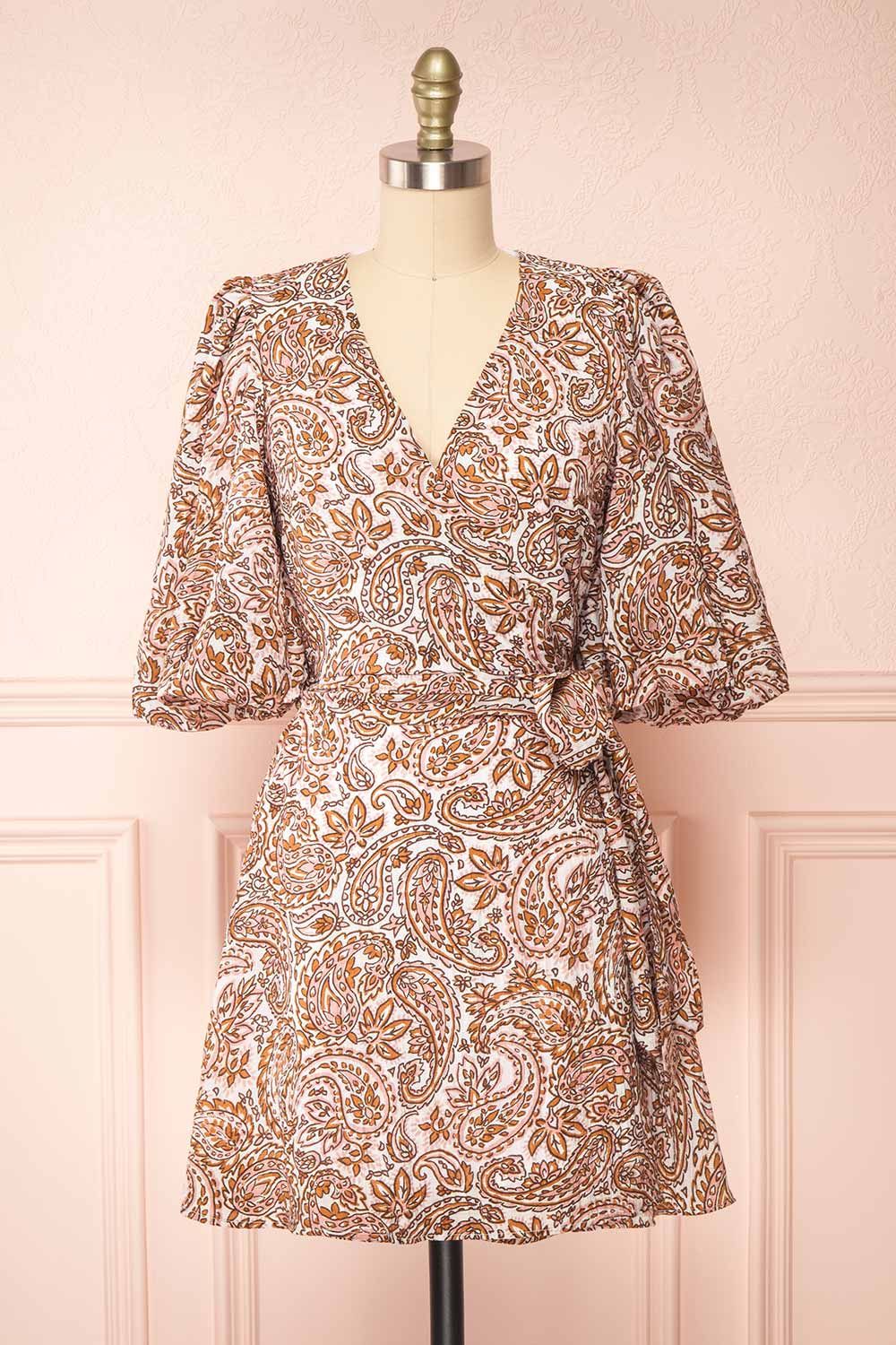 Hinata | Paisley Short Wrap Dress sold by Boutique 1861