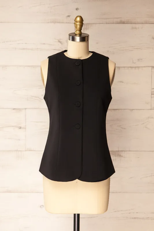 Vellore Black | Tailored Buttoned Vest sold by Boutique 1861