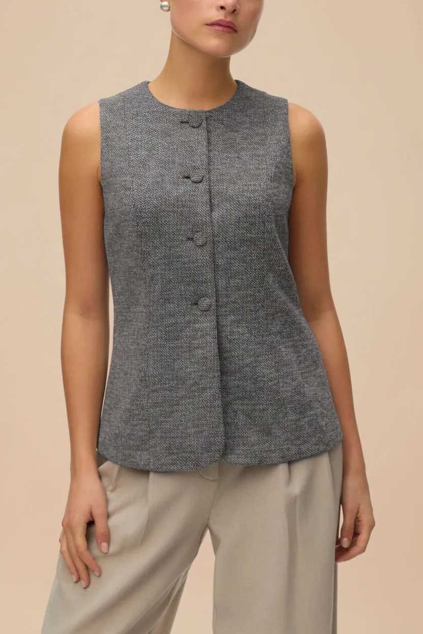 Vellore Grey | Tailored Buttoned Vest sold by Boutique 1861 product image thumbnail 2