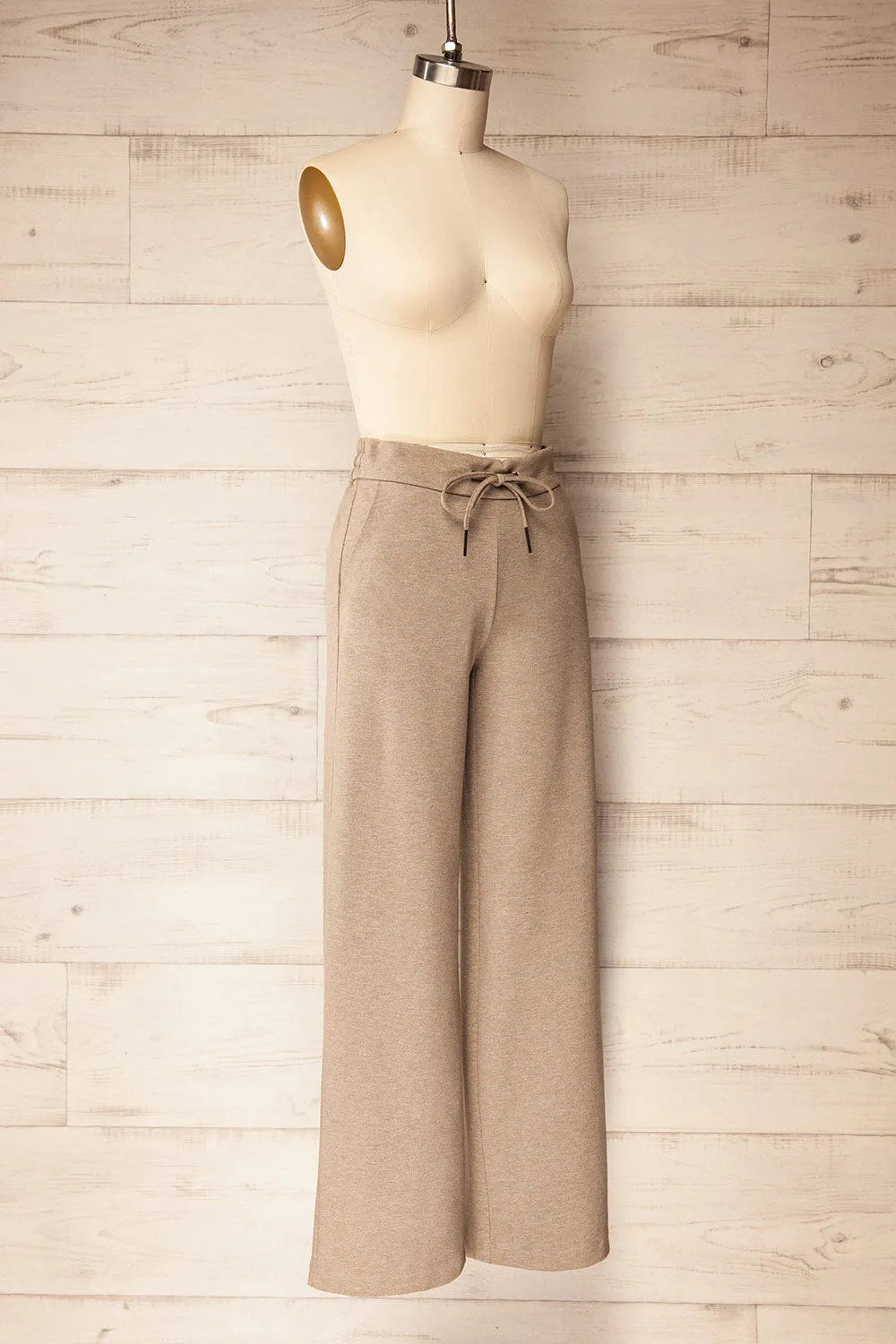 Daman Taupe | Wide Leg Pants with Drawstring sold by Boutique 1861 product image thumbnail 5