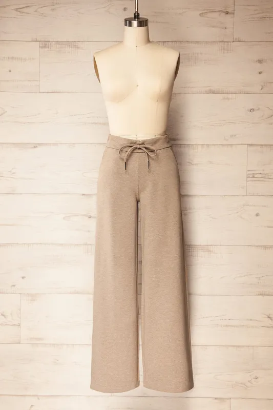 Daman Taupe | Wide Leg Pants with Drawstring sold by Boutique 1861