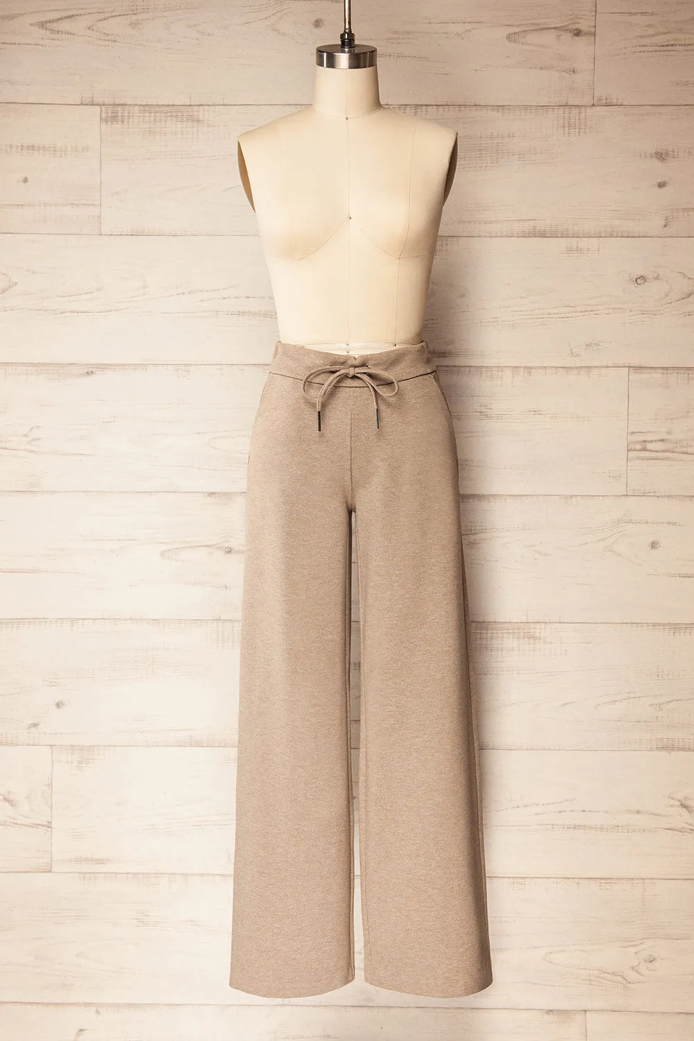 Daman Taupe | Wide Leg Pants with Drawstring sold by Boutique 1861
