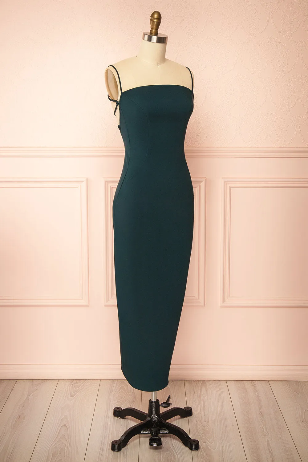 Arannia Green | Fitted Midi Dress with Laced Back sold by Boutique 1861 product image thumbnail 5