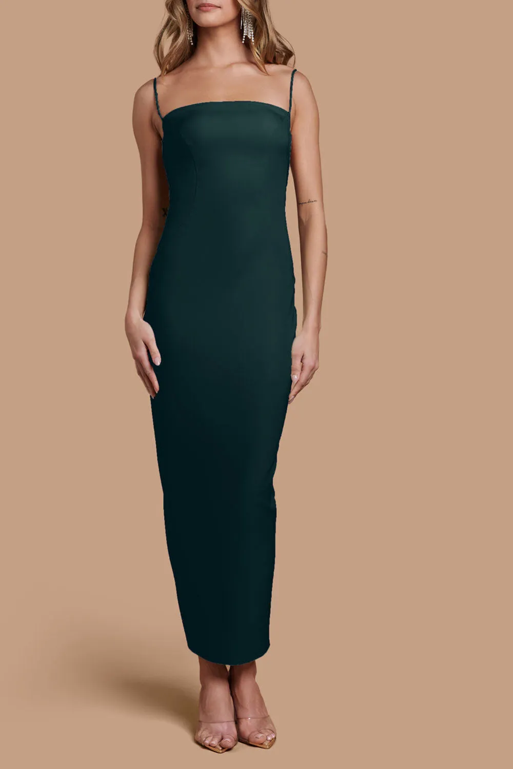 Arannia Green | Fitted Midi Dress with Laced Back sold by Boutique 1861 product image thumbnail 3